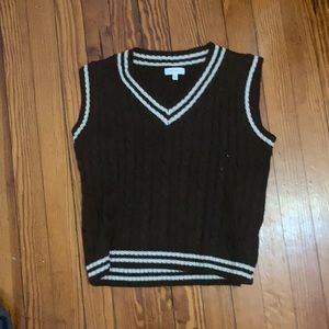 vintage brown sweater vest with white outline